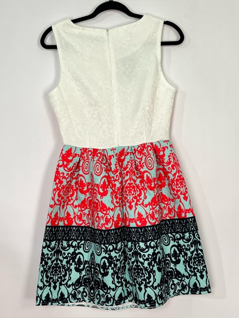 Untwine It White Pink Turquoise Black Floral Geometrical Print Dress Small NWT - Picture 2 of 4